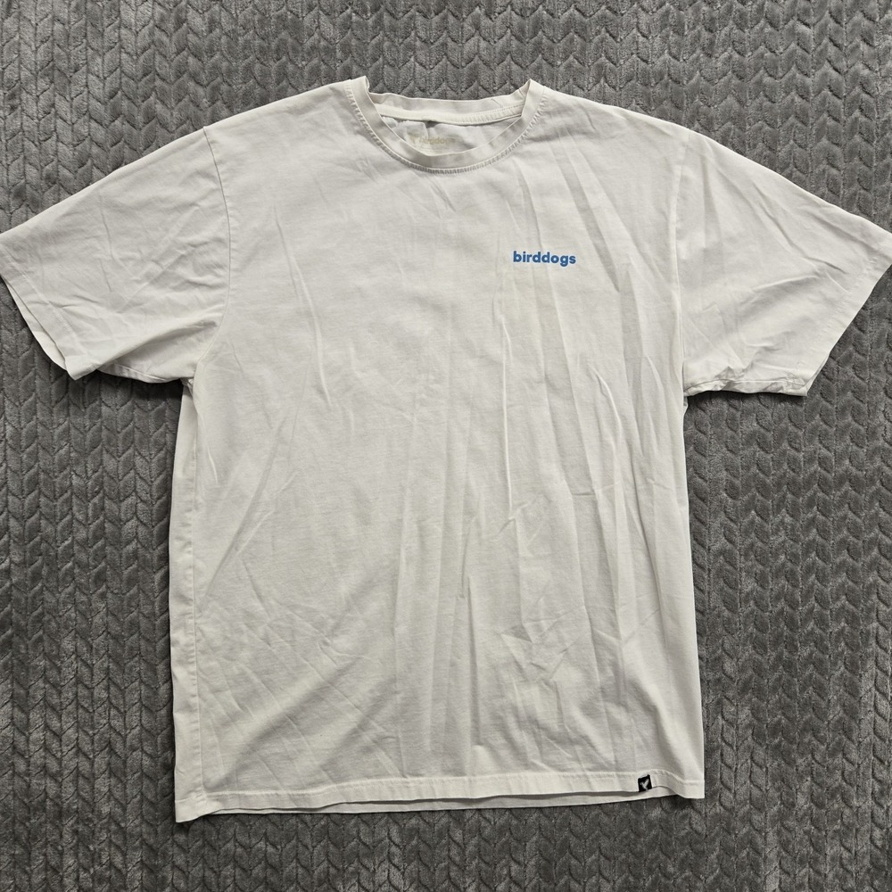 Birddogs T Shirt Men's XL White Blue Casual Crewneck Paisley Birds Logo